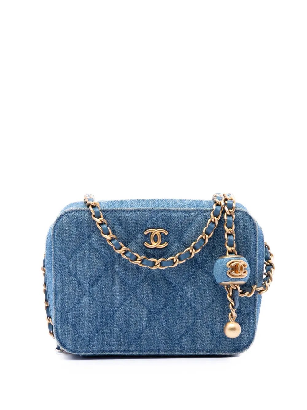 2021 Quilted Denim Pearl Crush Camera Bag crossbody bag