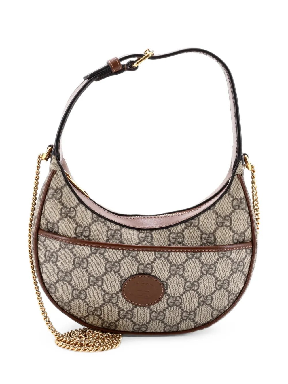 Interlocking G Patch Half Moon GG Coated Canvas Mini hobo bag