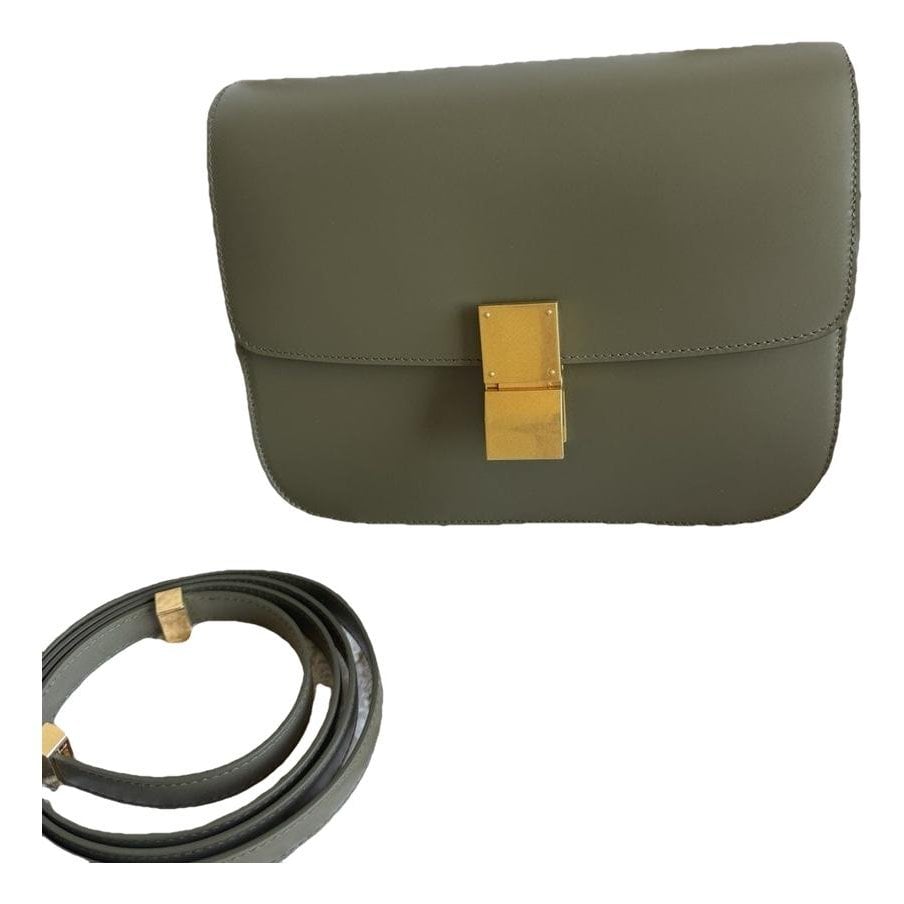 Clasp box leather handbag