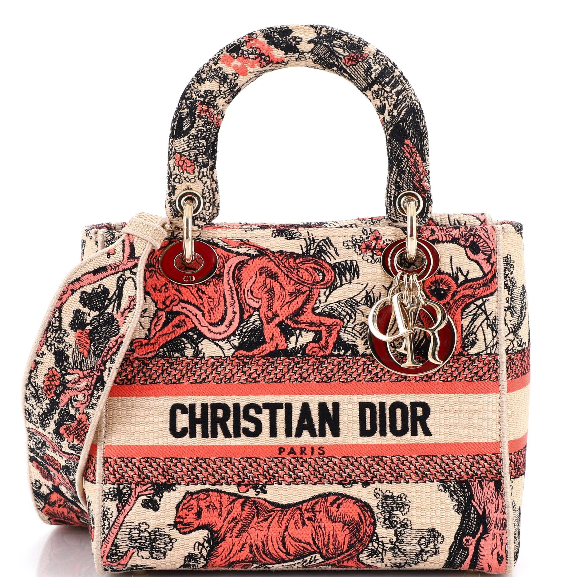 Dior Lady D-Lite Bag Embroidered Raffia Medium