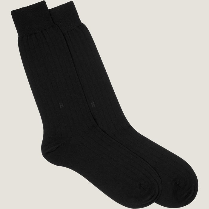 Noir "H" Embroidery Socks