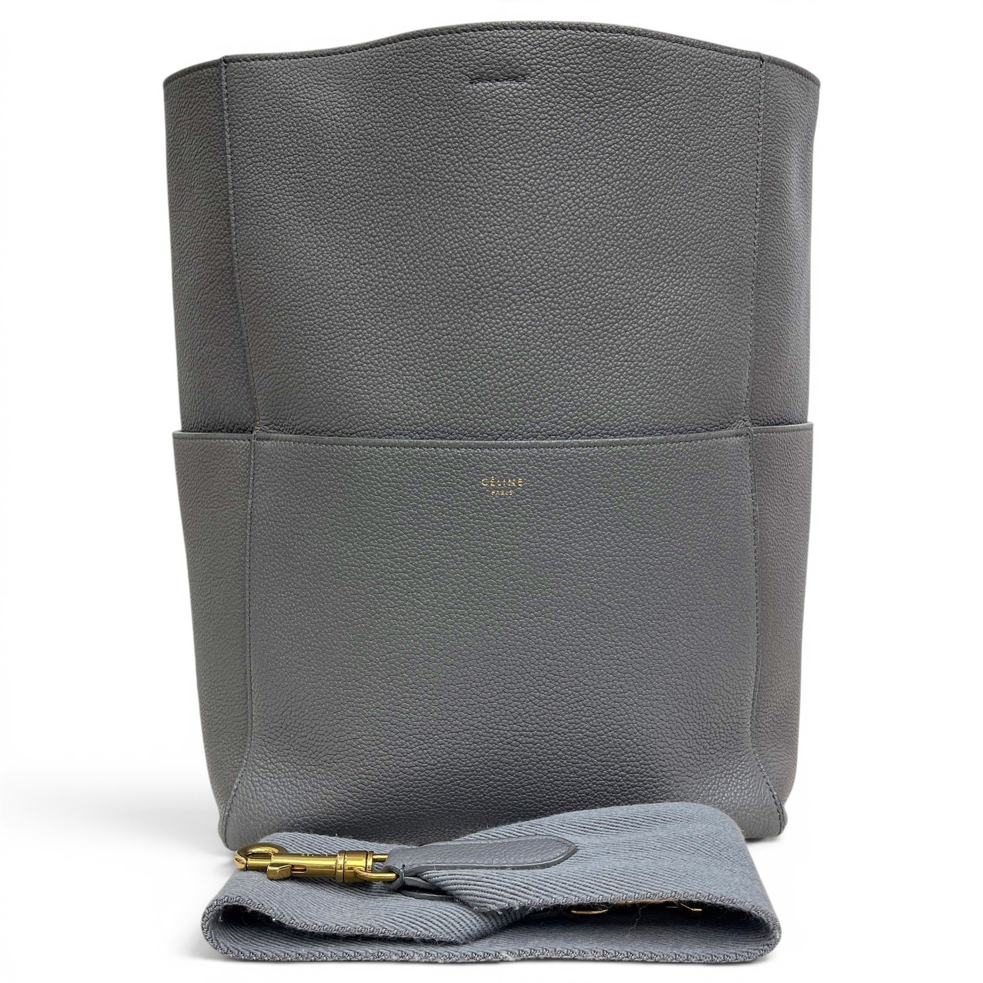 Clasp Bucket leather handbag
