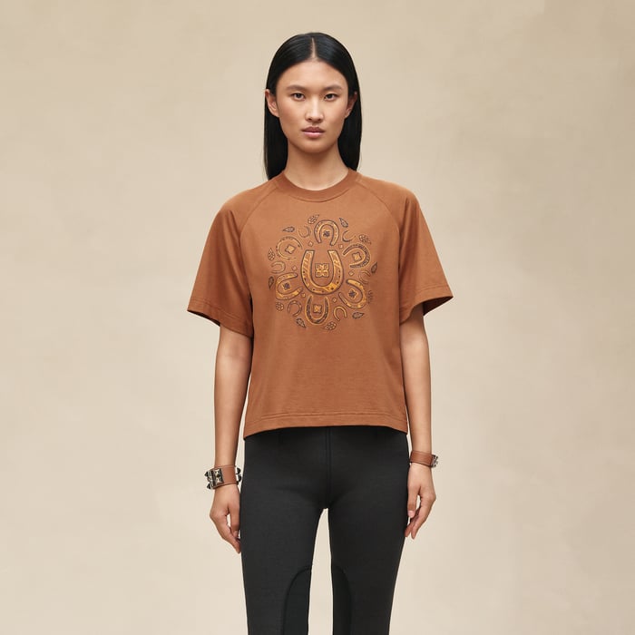 Marron Fauve Maxi Printed T-shirt