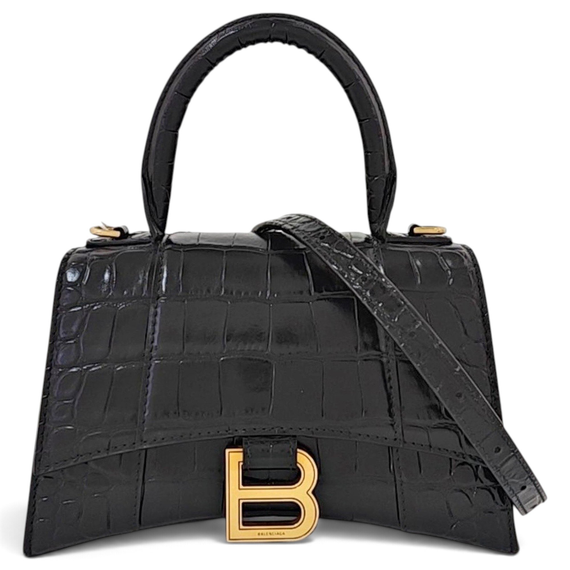 Hourglass leather handbag