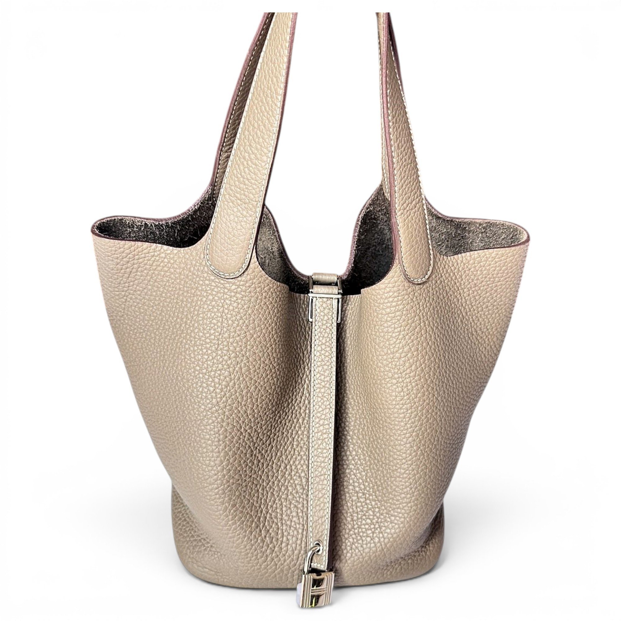 Hermes Picotin 18 Handbag Etoupe Clemence Leather 2023