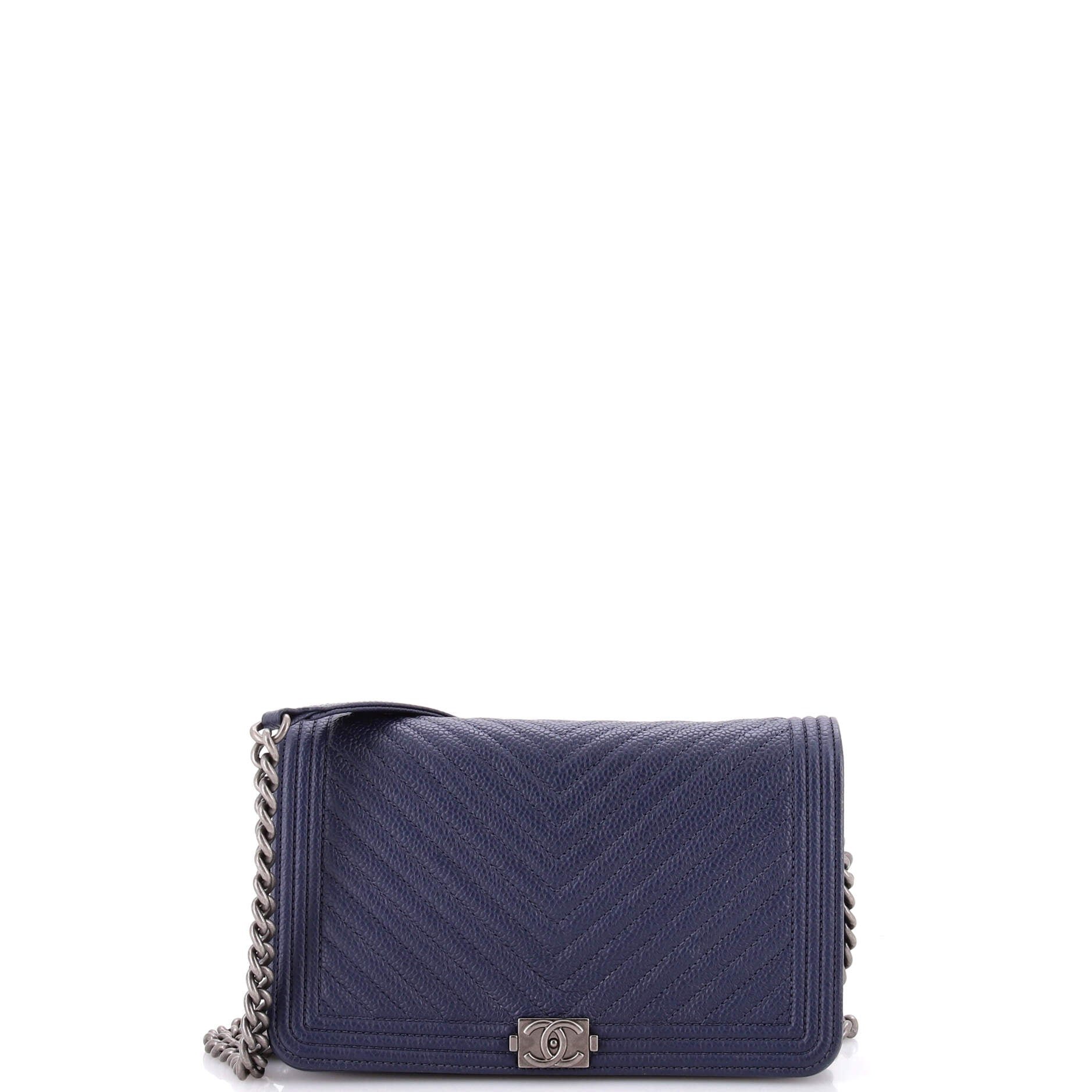 Boy Wallet on Chain Chevron Caviar