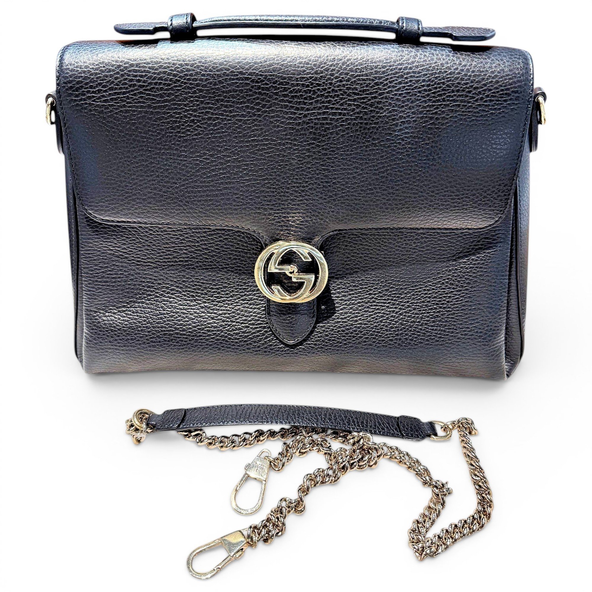 Interlocking leather crossbody bag