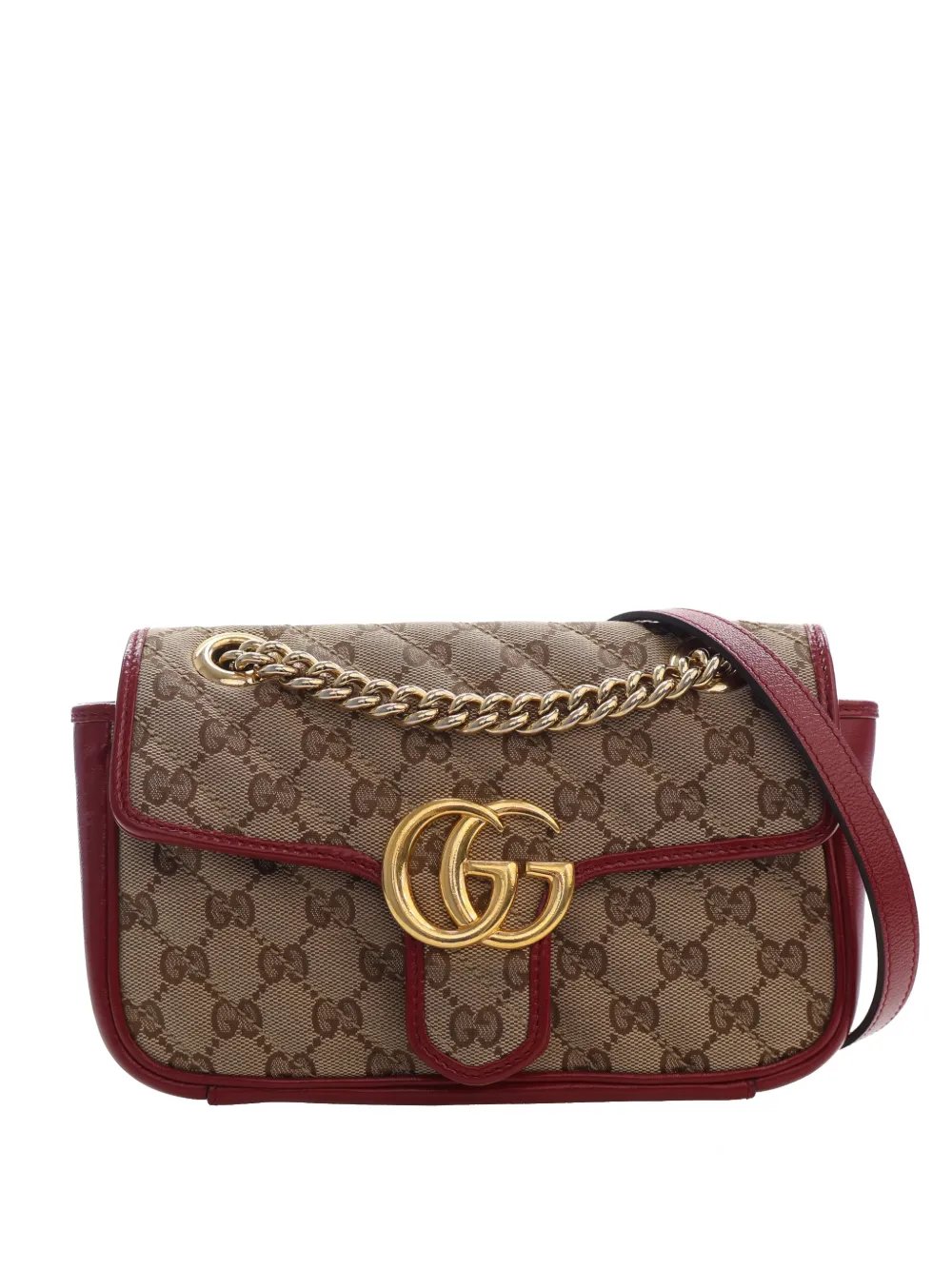 2016-2026 Small GG Marmont Matelasse Diagonal GG Canvas and Leather shoulder bag