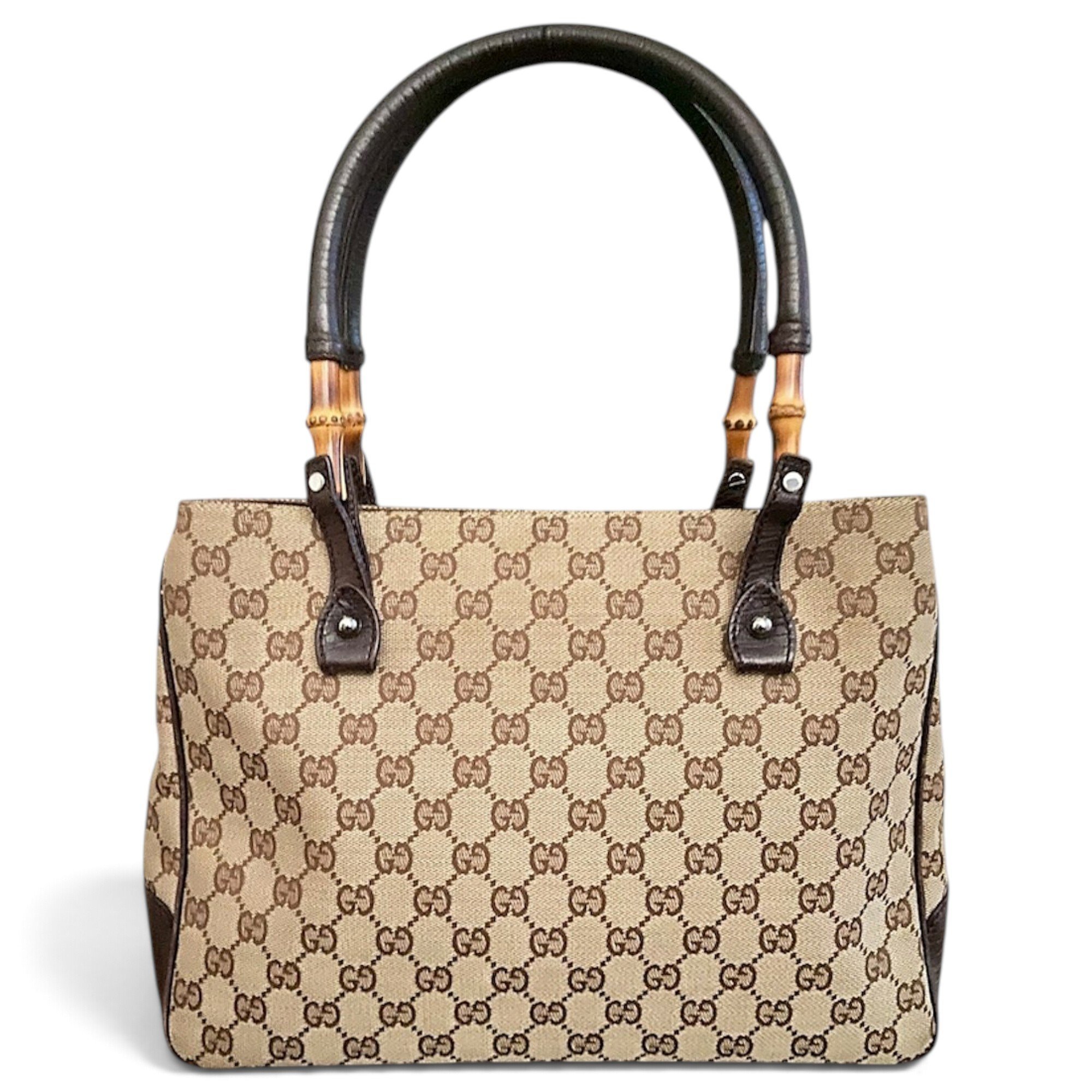 Bamboo Top Handle leather handbag