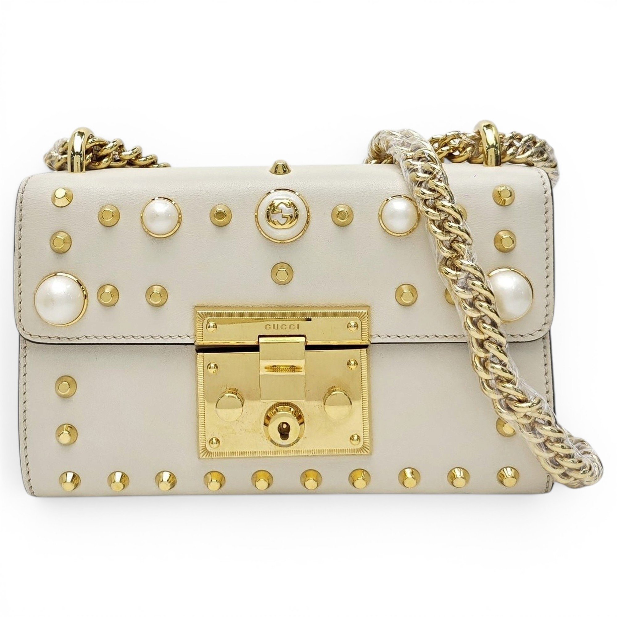 Padlock leather handbag