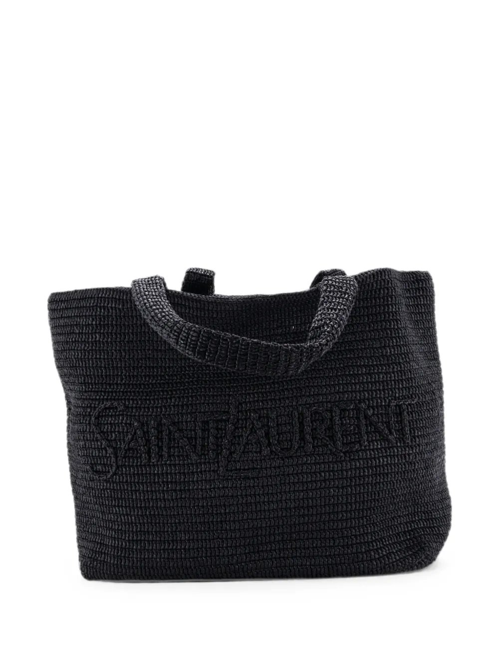 Logo Supple Embroidered Raffia tote bag