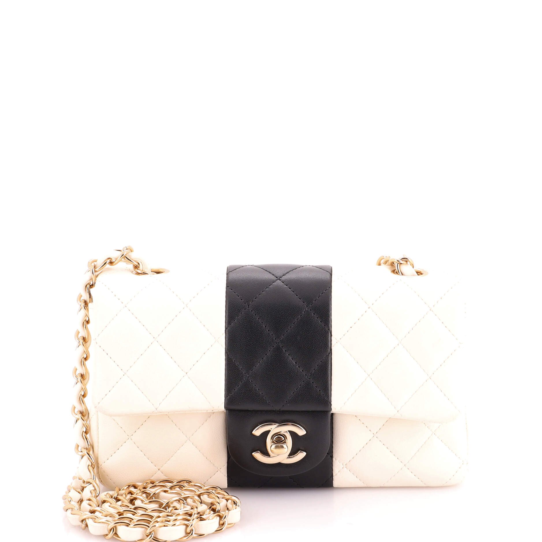 Bicolor Classic Single Flap Bag Quilted Lambskin Mini