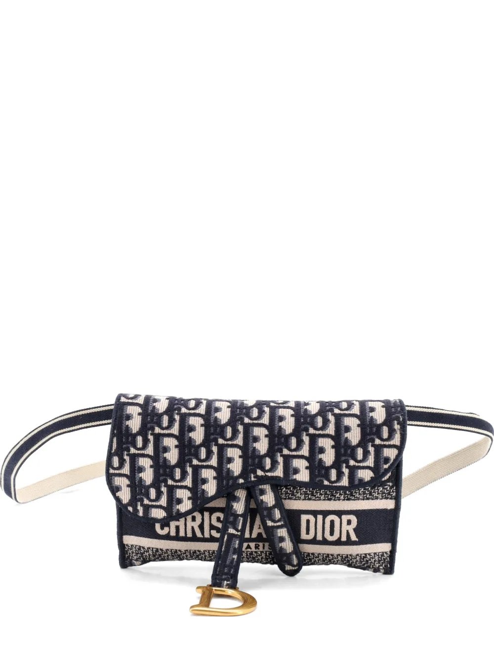 Saddle Slim Pouch Logo Embroidered Oblique Canvas belt bag