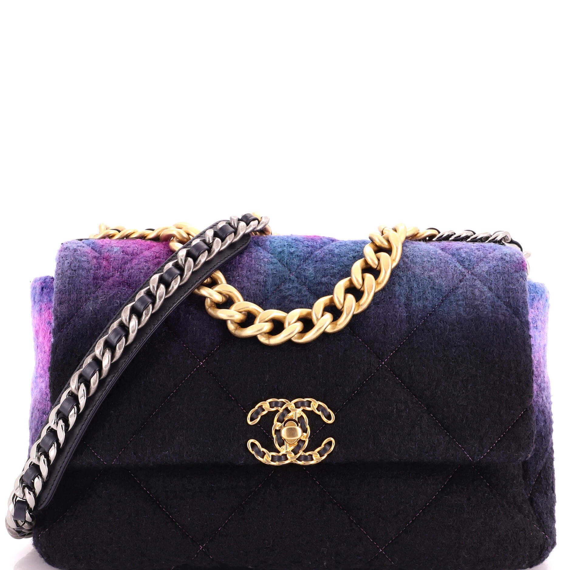 19 Flap Bag Quilted Degrade Wool Medium