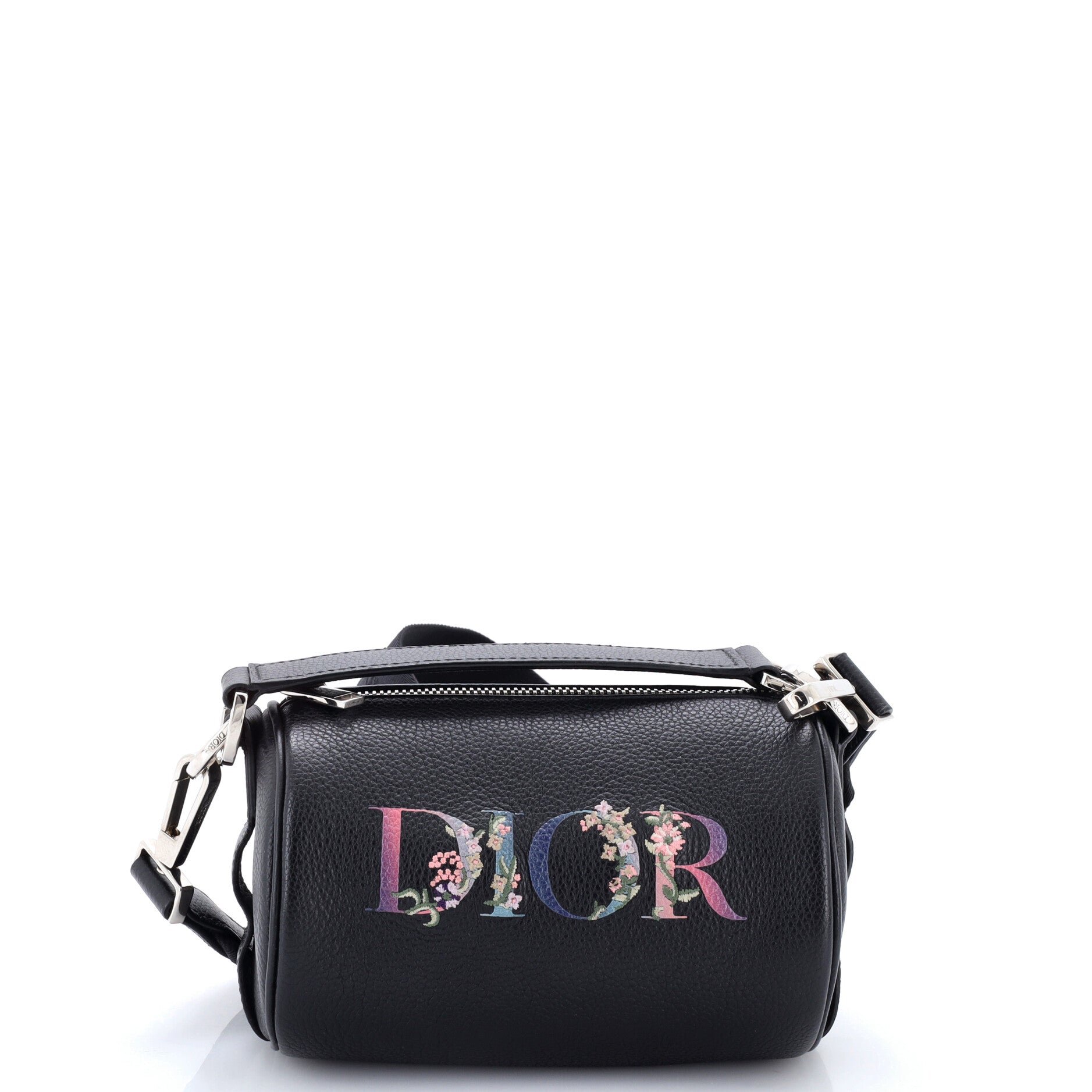Logo Roller Messenger Bag Embroidered Leather