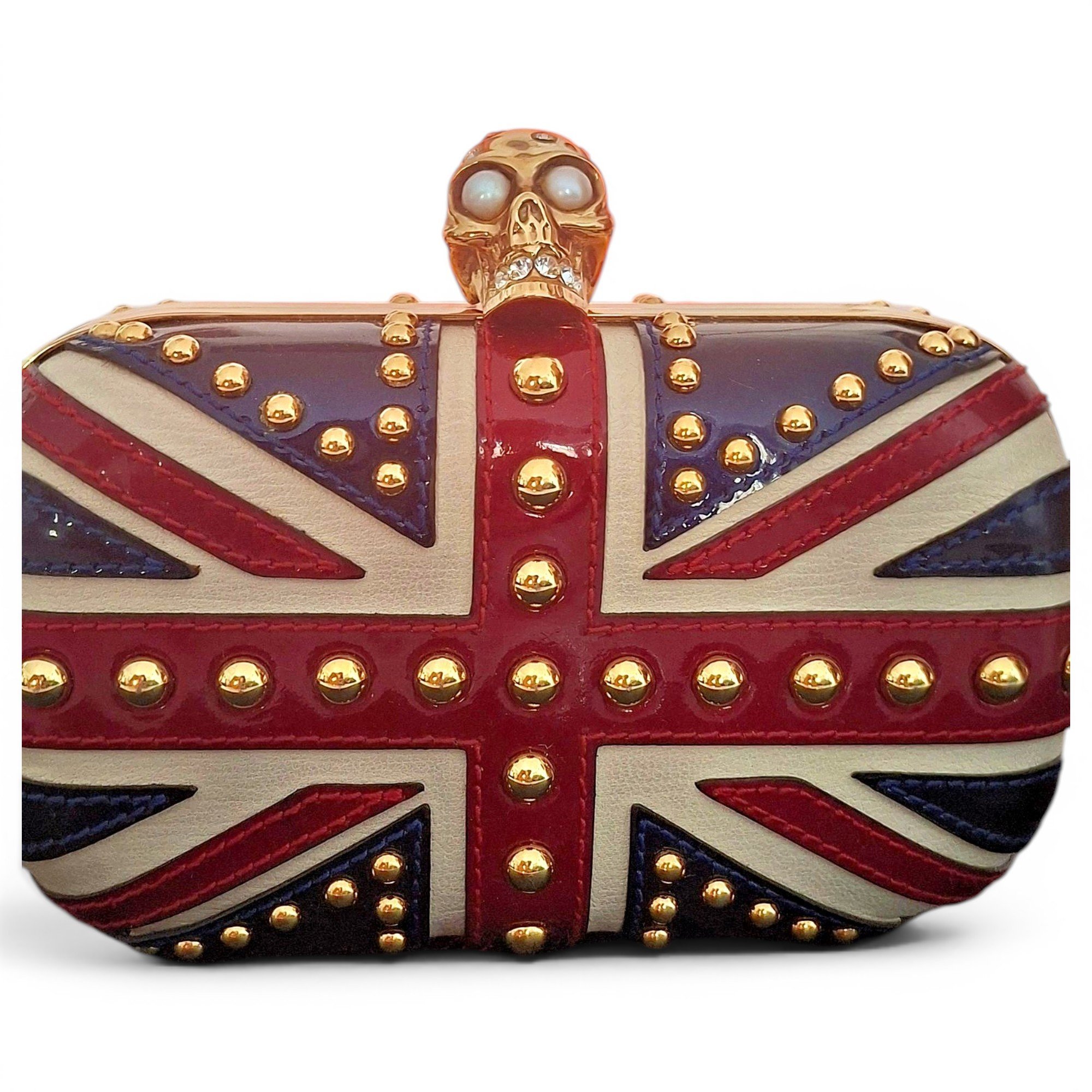 Skull leather clutch bag