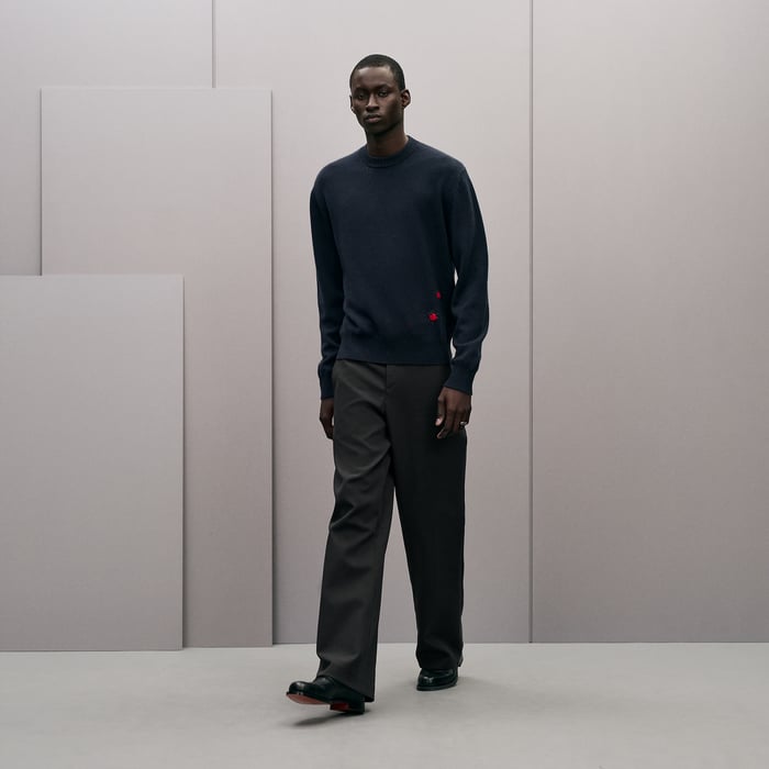 Marine "Broderie Coccinelle" Crewneck Cashmere Sweater