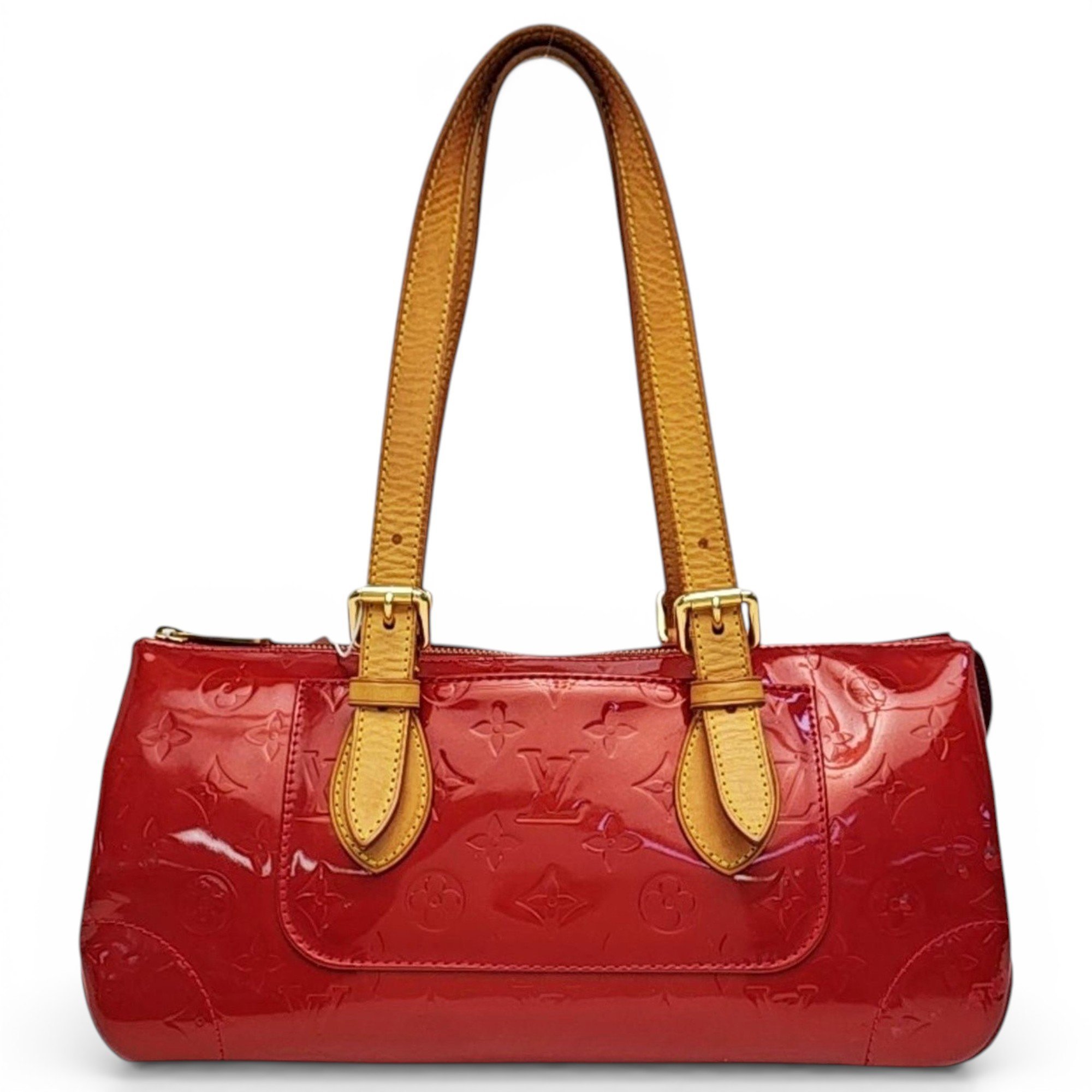 Rosewood patent leather handbag