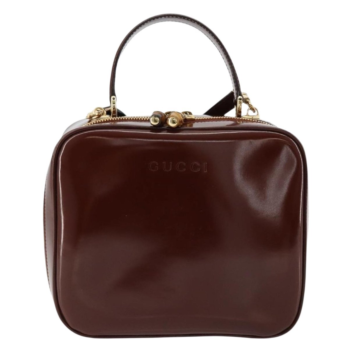 Bamboo patent leather handbag