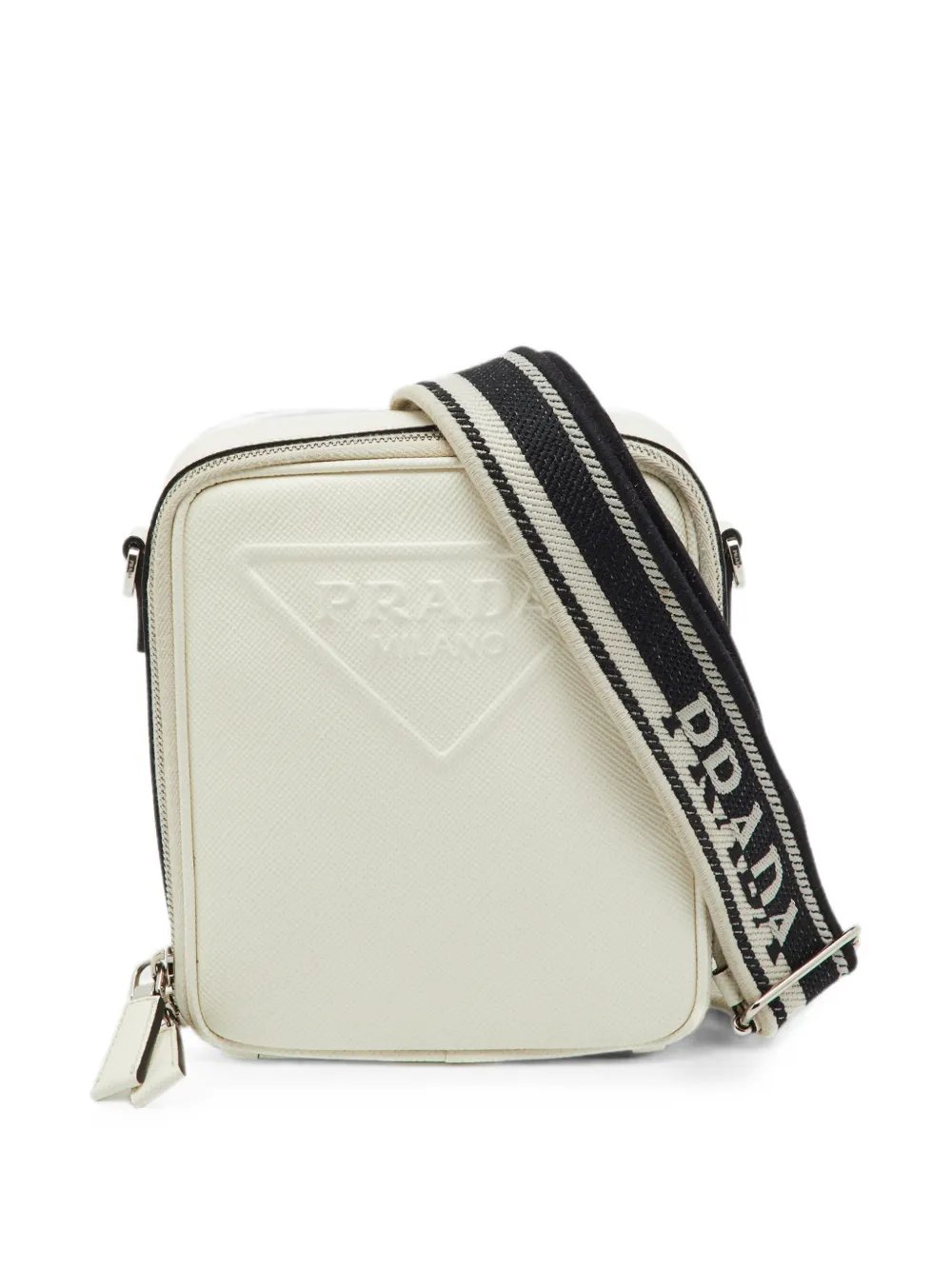 logo-embossed shoulder bag