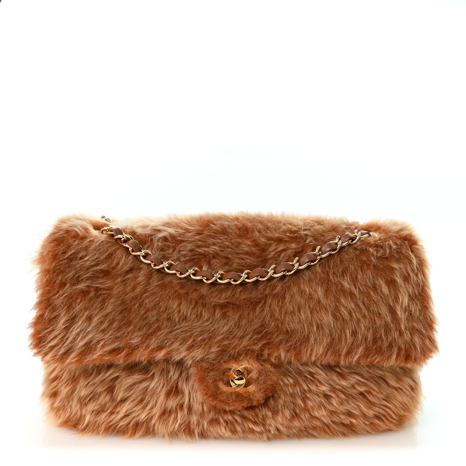 Chanel Shearling Lambskin Small Souplissimo Maxi Flap Brown