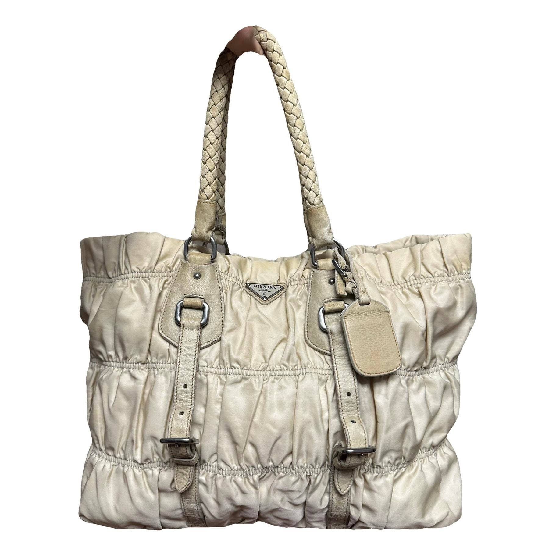 Re-Nylon leather handbag