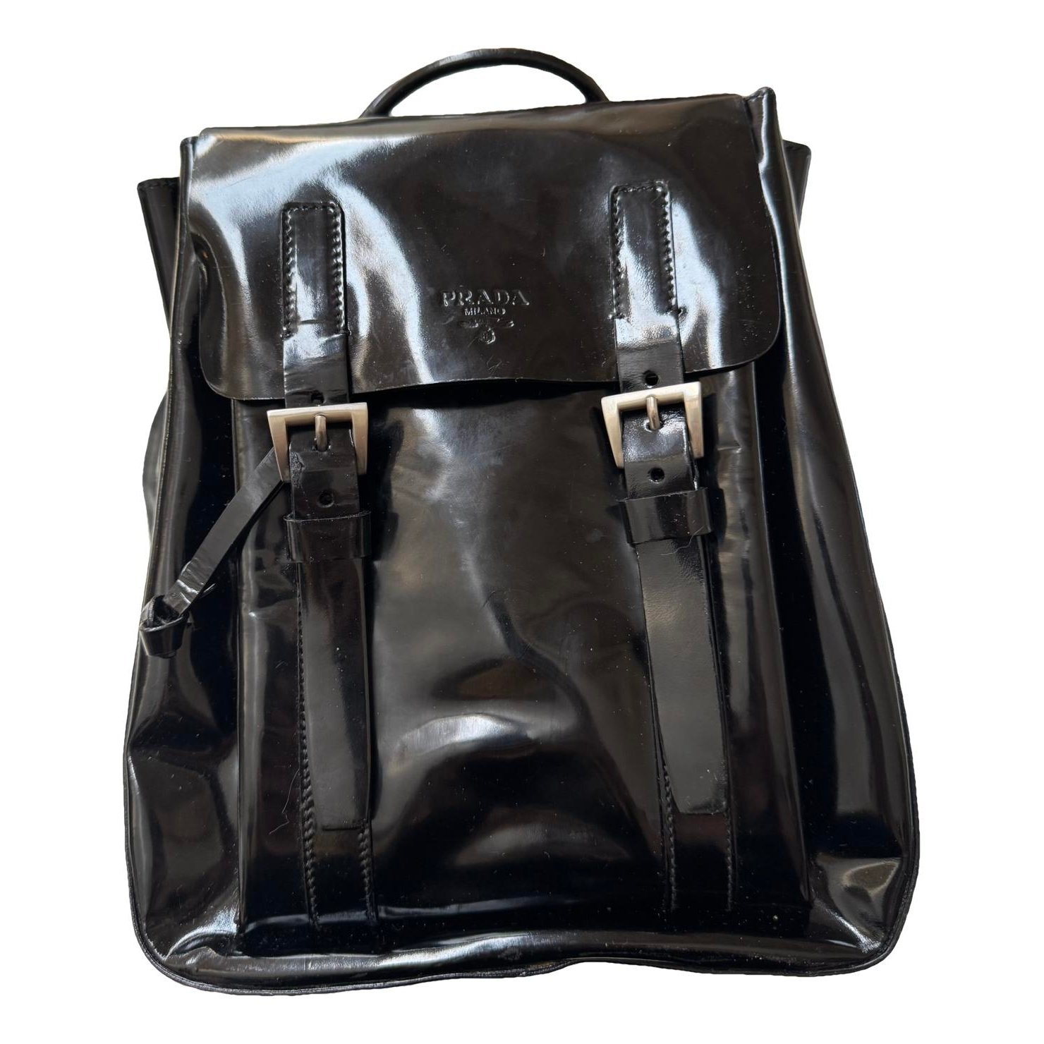 Patent leather backpack