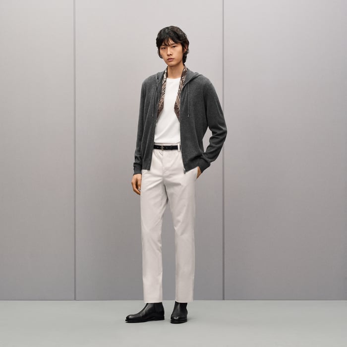Anthracite "Maillon Chaine d'Ancre" Zipped Cashmere Jacket