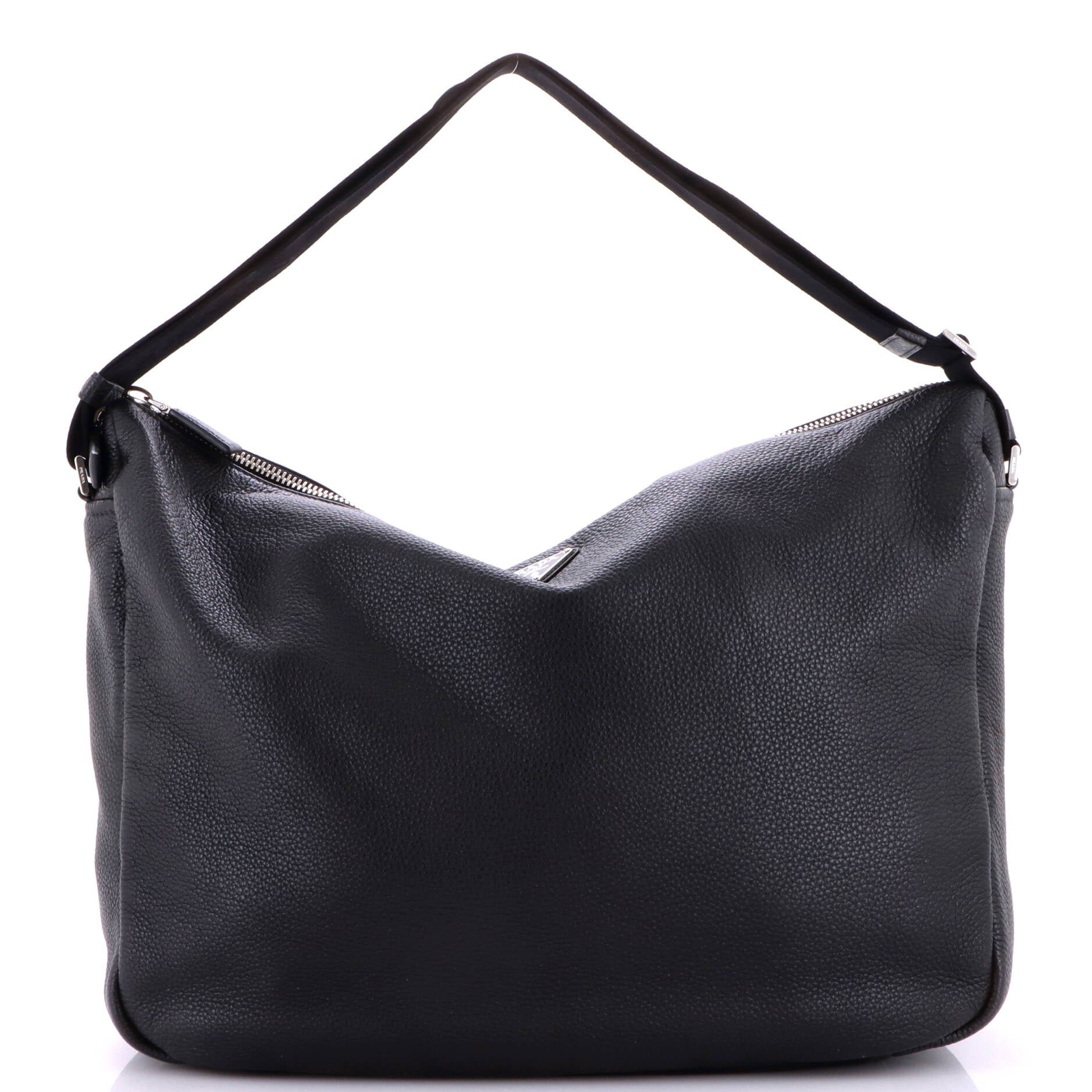 Zip Shoulder Bag Vitello Daino Large