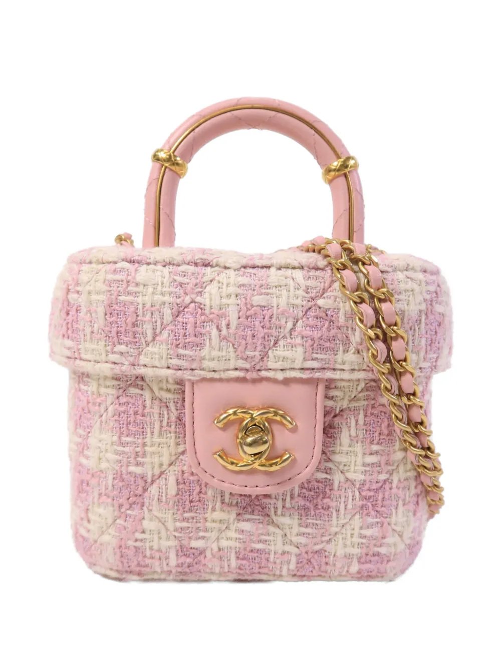 CC turn-lock tweed vanity case bag