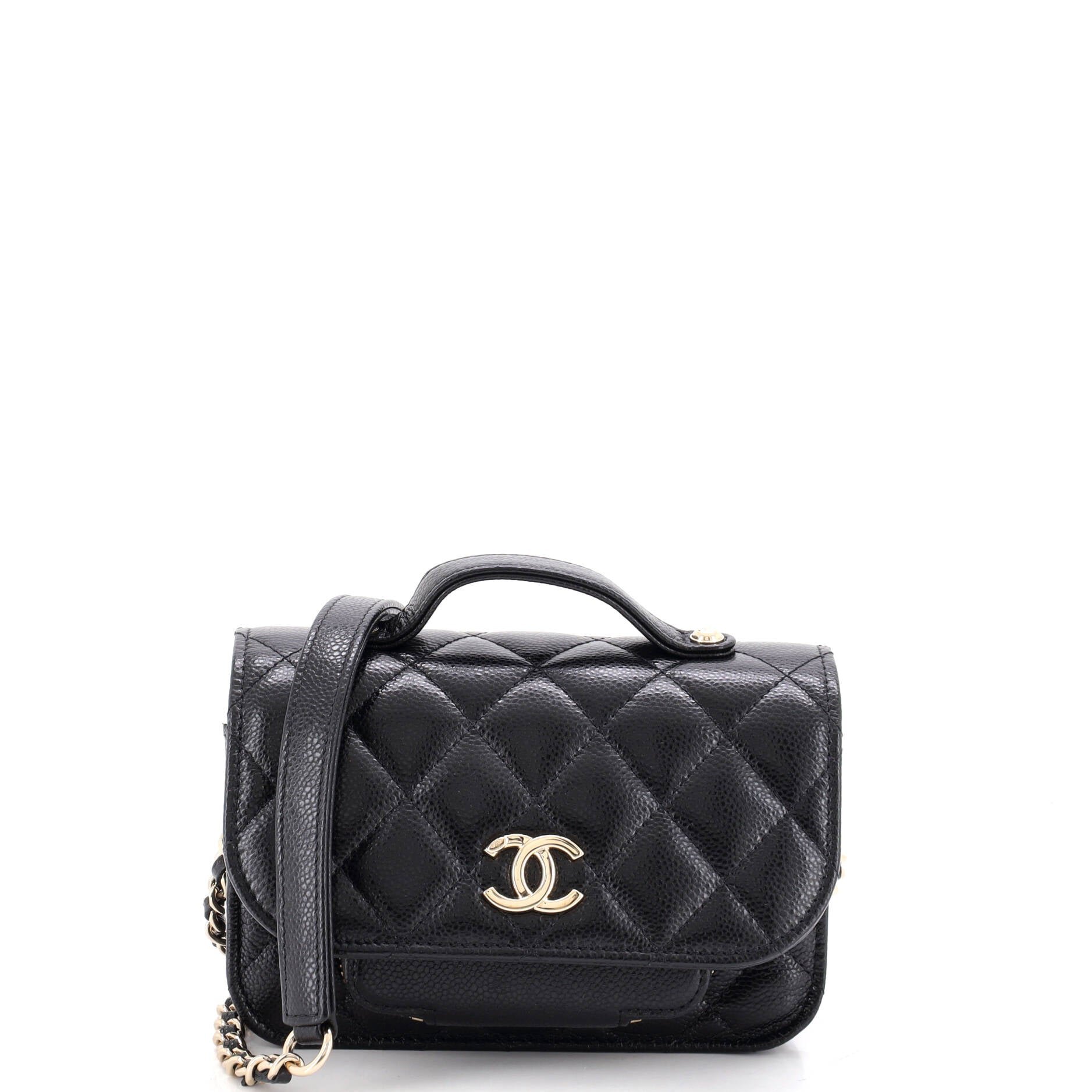 Business Affinity Flap Clutch with Chain Quilted Caviar