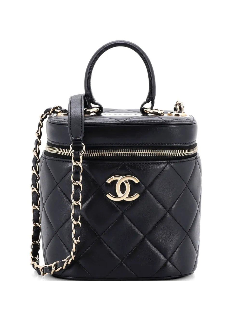 Trendy CC Top Handle Vanity Case Quilted Lambskin Small shoulder bag