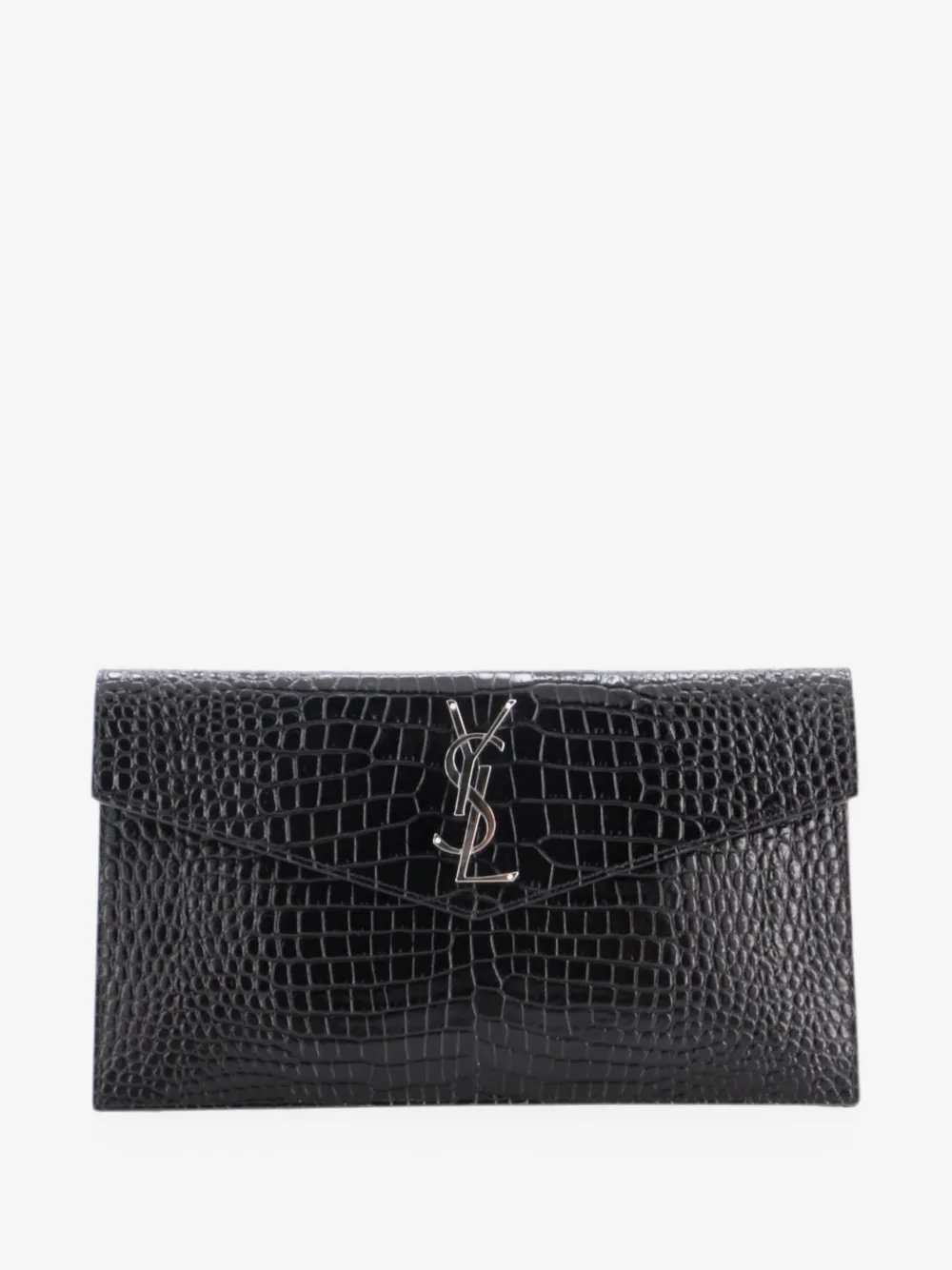 Uptown Pouch Crocodile Embossed Leather clutch bag