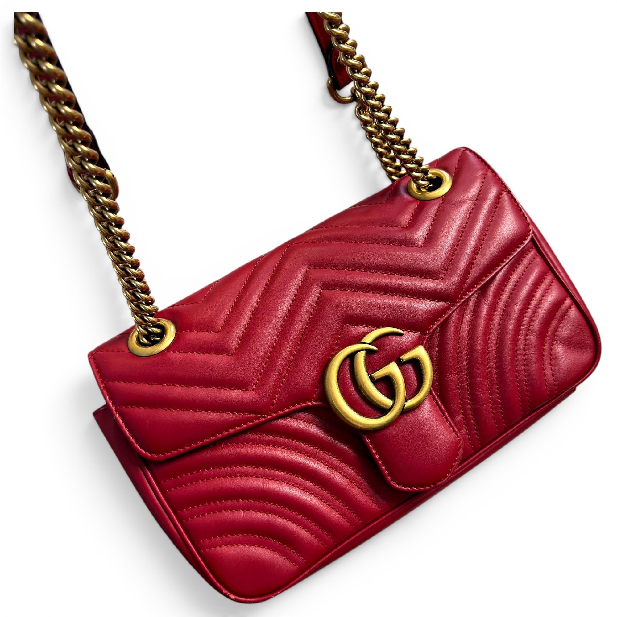 Pearly GG Marmont Flap leather crossbody bag