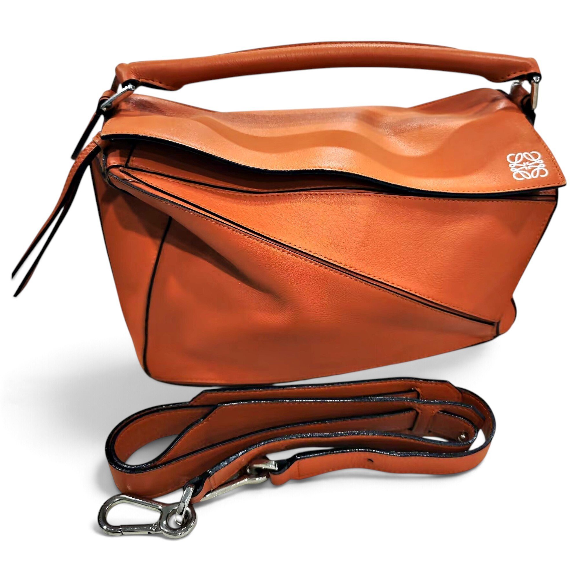 Puzzle leather handbag