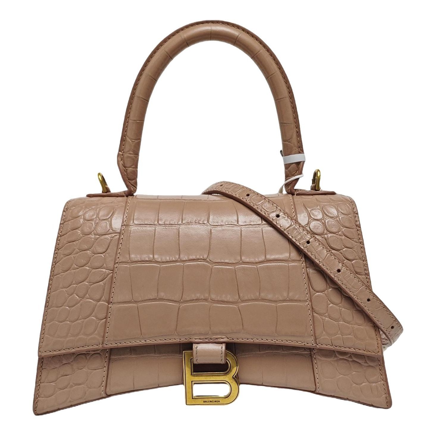 Hourglass leather handbag