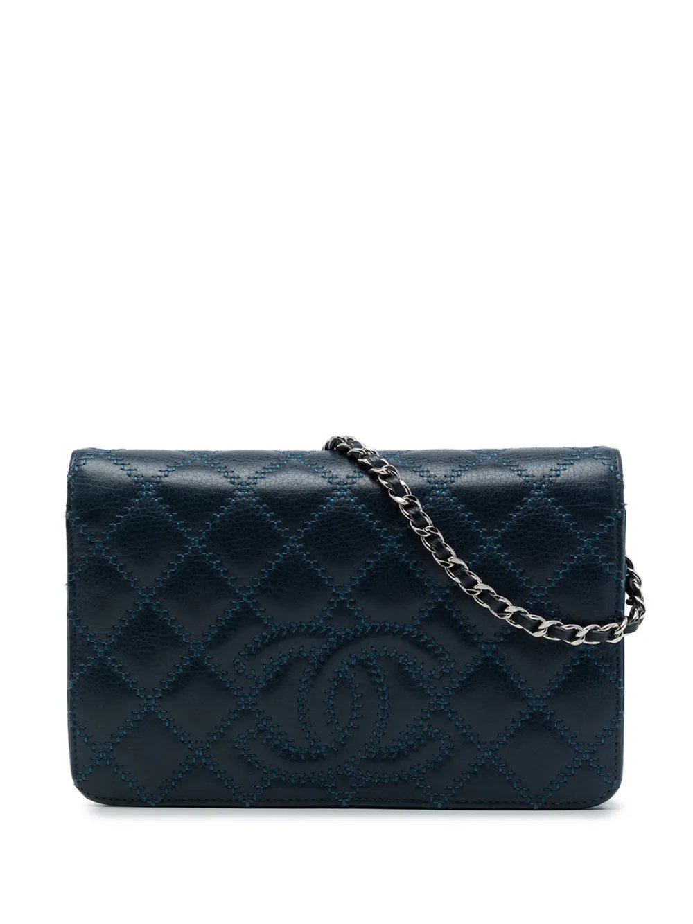 2014 Stitched CC Quilted Calfskin Wallet on Chain crossbody bag