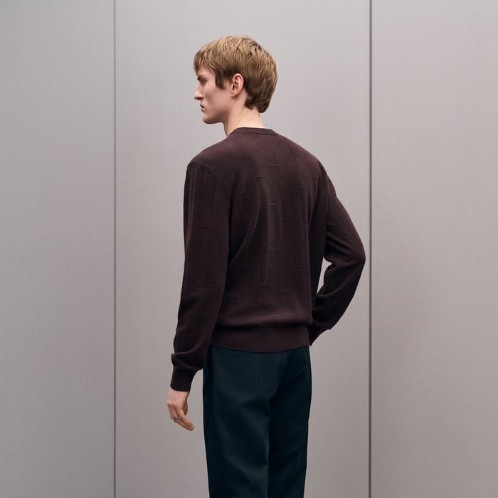 Prunoir "H En Echelle" Crewneck Cashmere Sweater