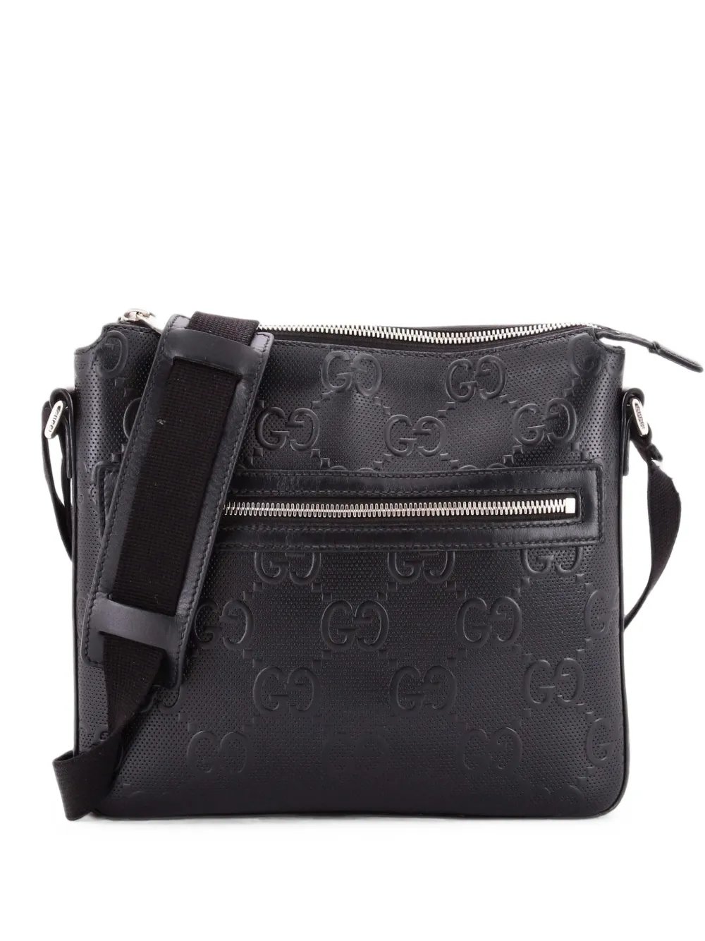 Front Zip Messenger GG Embossed Perforated Leather Small crossbody bag
