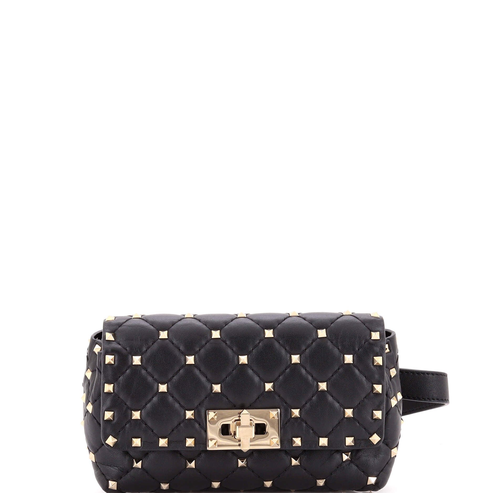 Rockstud Spike Turnlock Belt Bag Quilted Leather