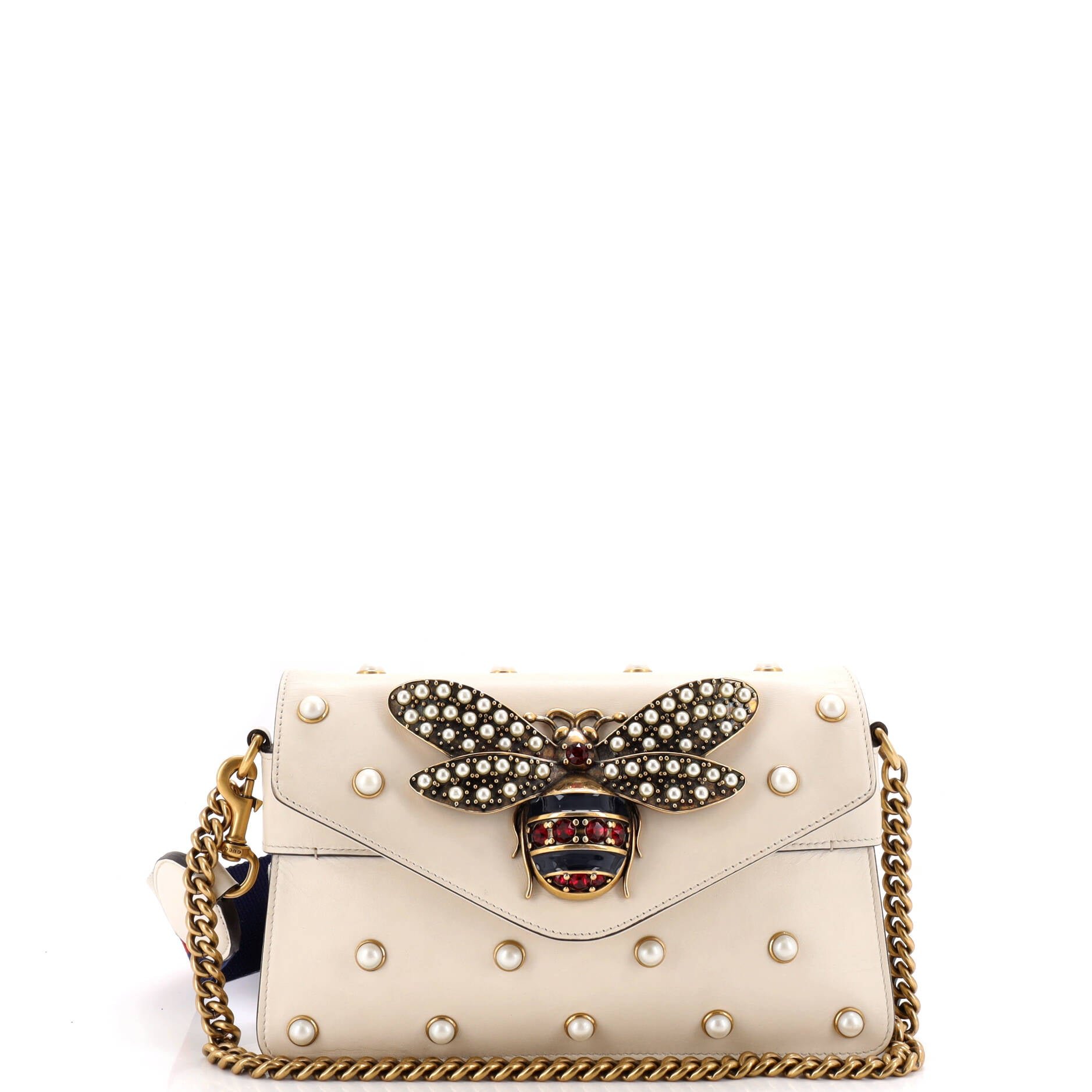 Broadway Pearly Bee Shoulder Bag Embellished Leather Mini