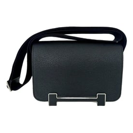 Hermes Geta Handbag Black Chèvre Mysore Leather