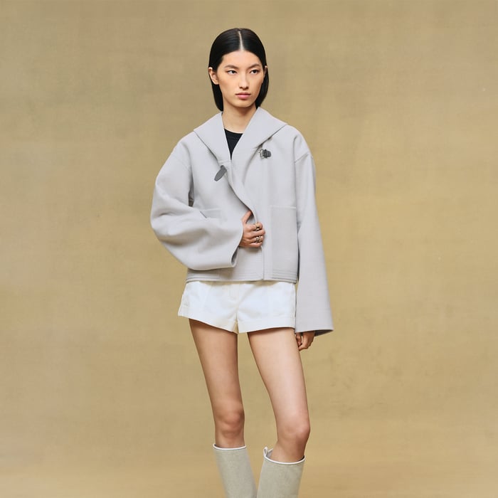 Gris Pervenche Hooded Jacket