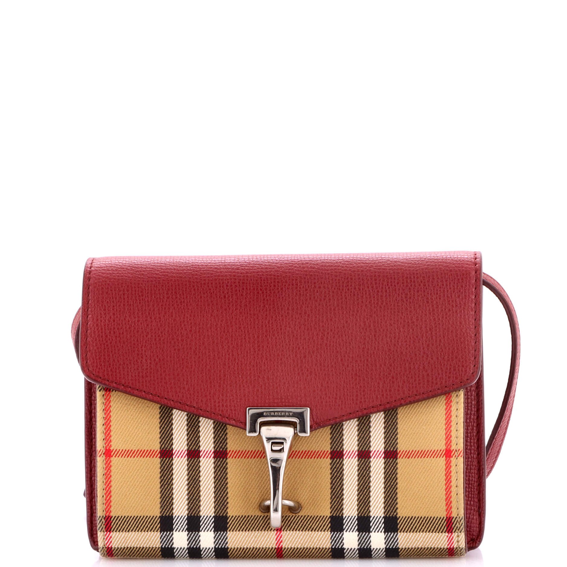 Macken Crossbody Bag Leather and Vintage Check Canvas Baby