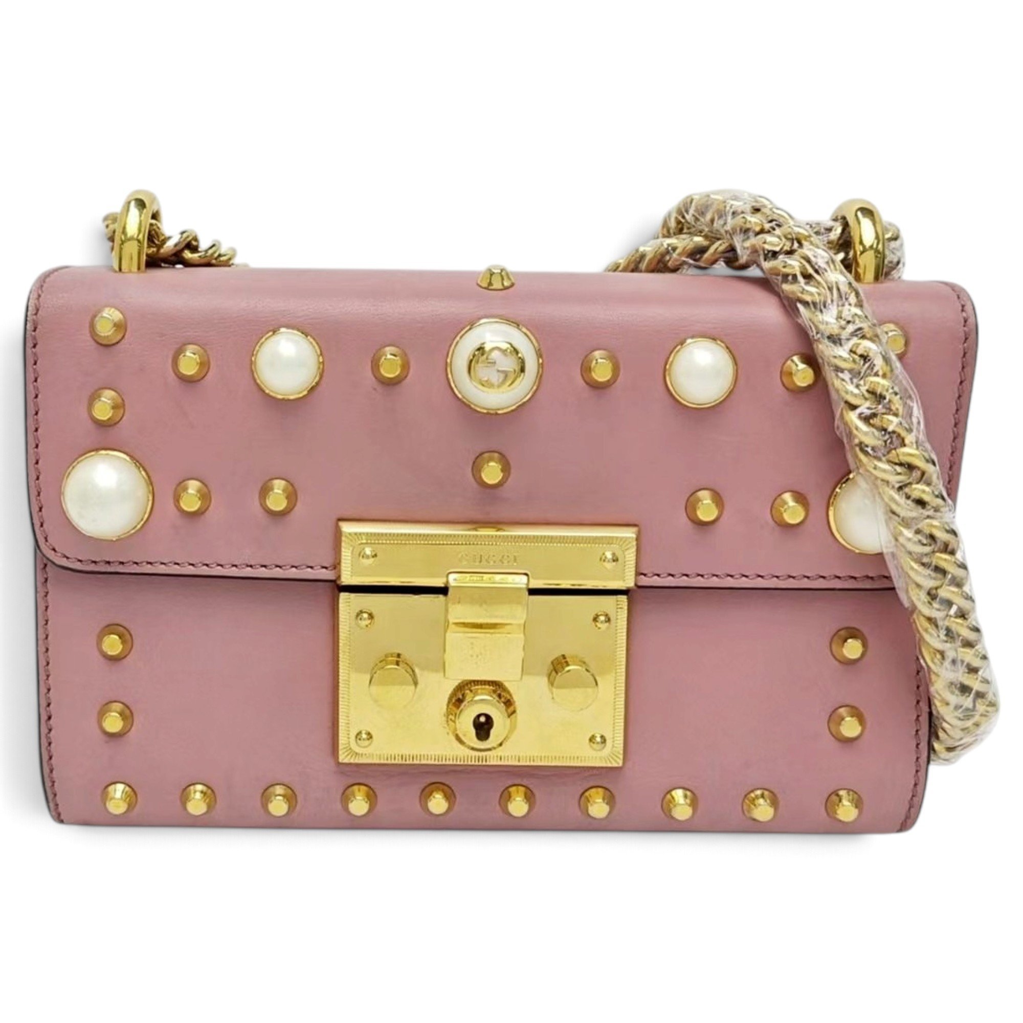 Padlock leather handbag
