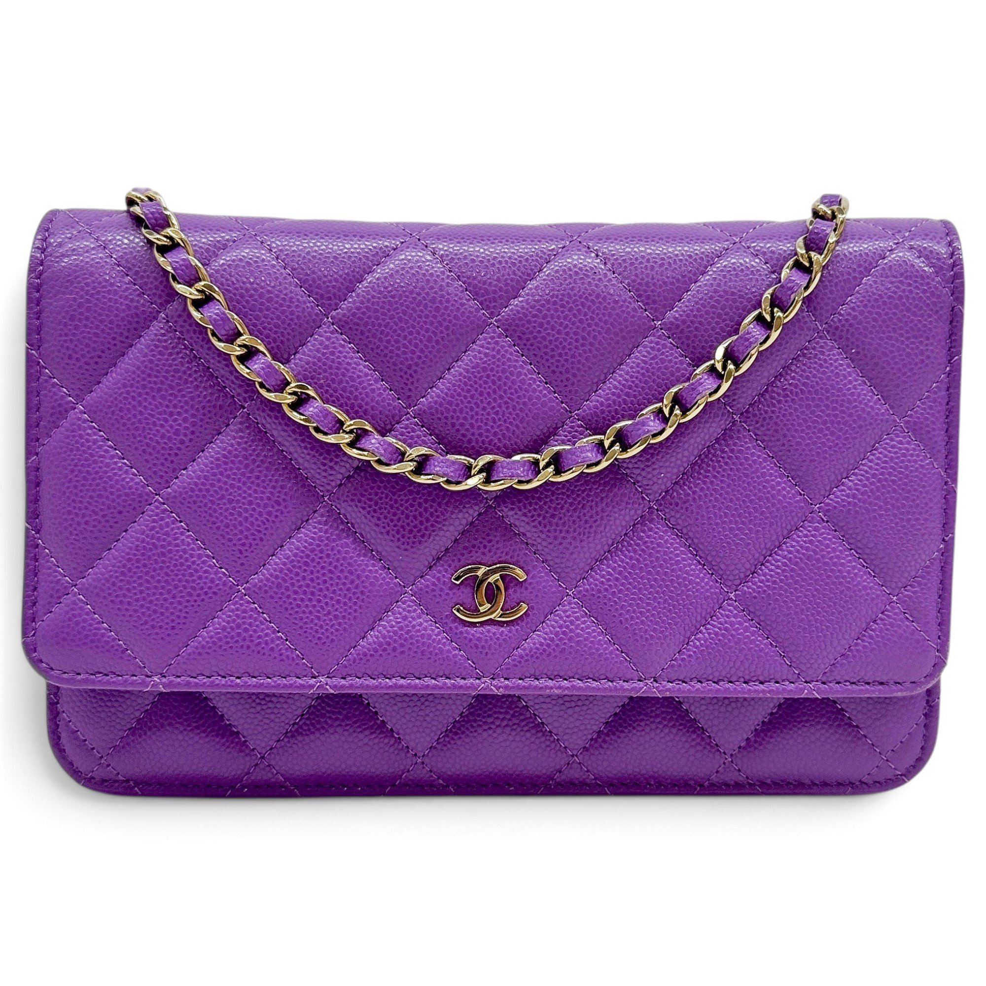 Trendy CC Wallet on Chain leather handbag