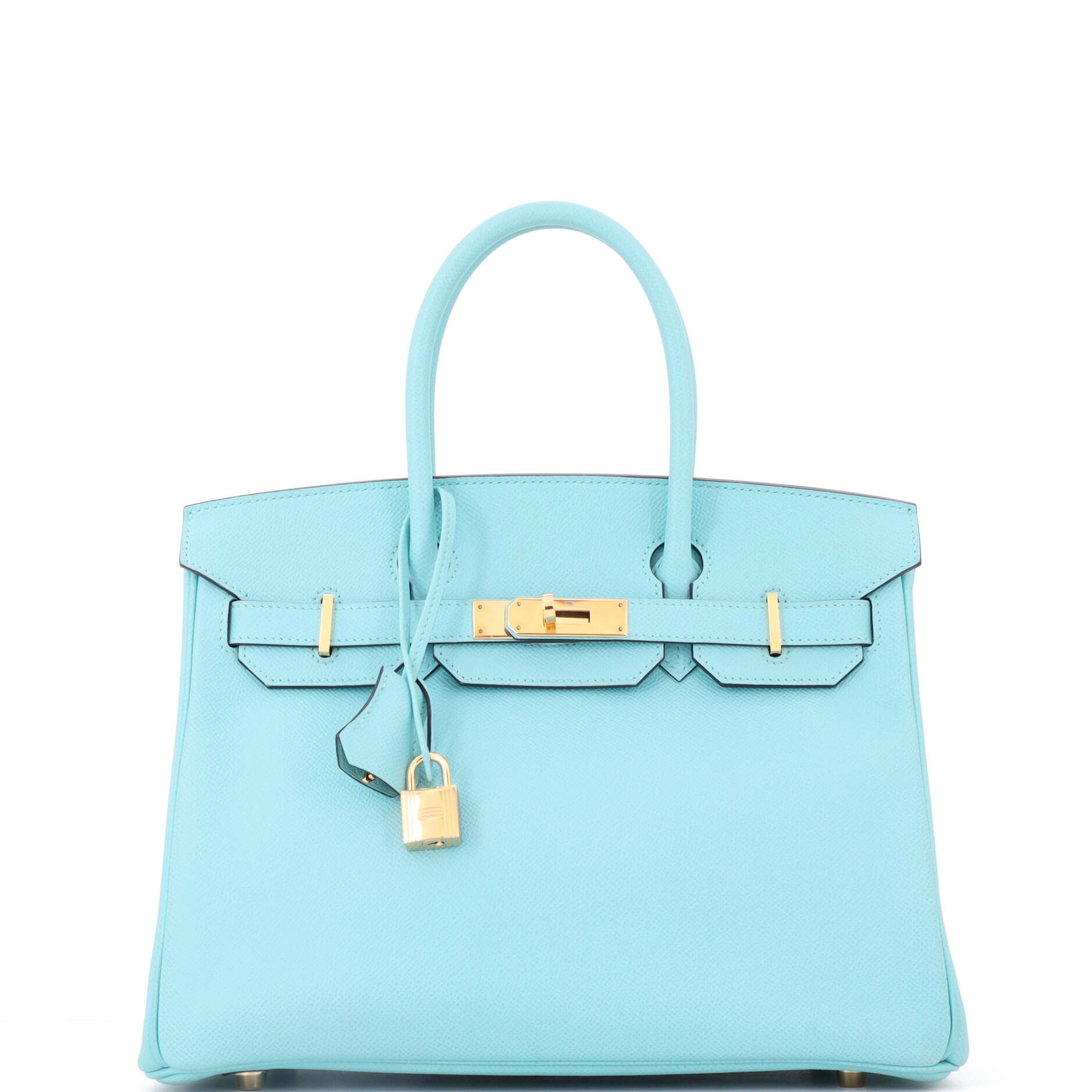 Birkin Handbag Bleu Atoll Epsom with Gold Hardware 30