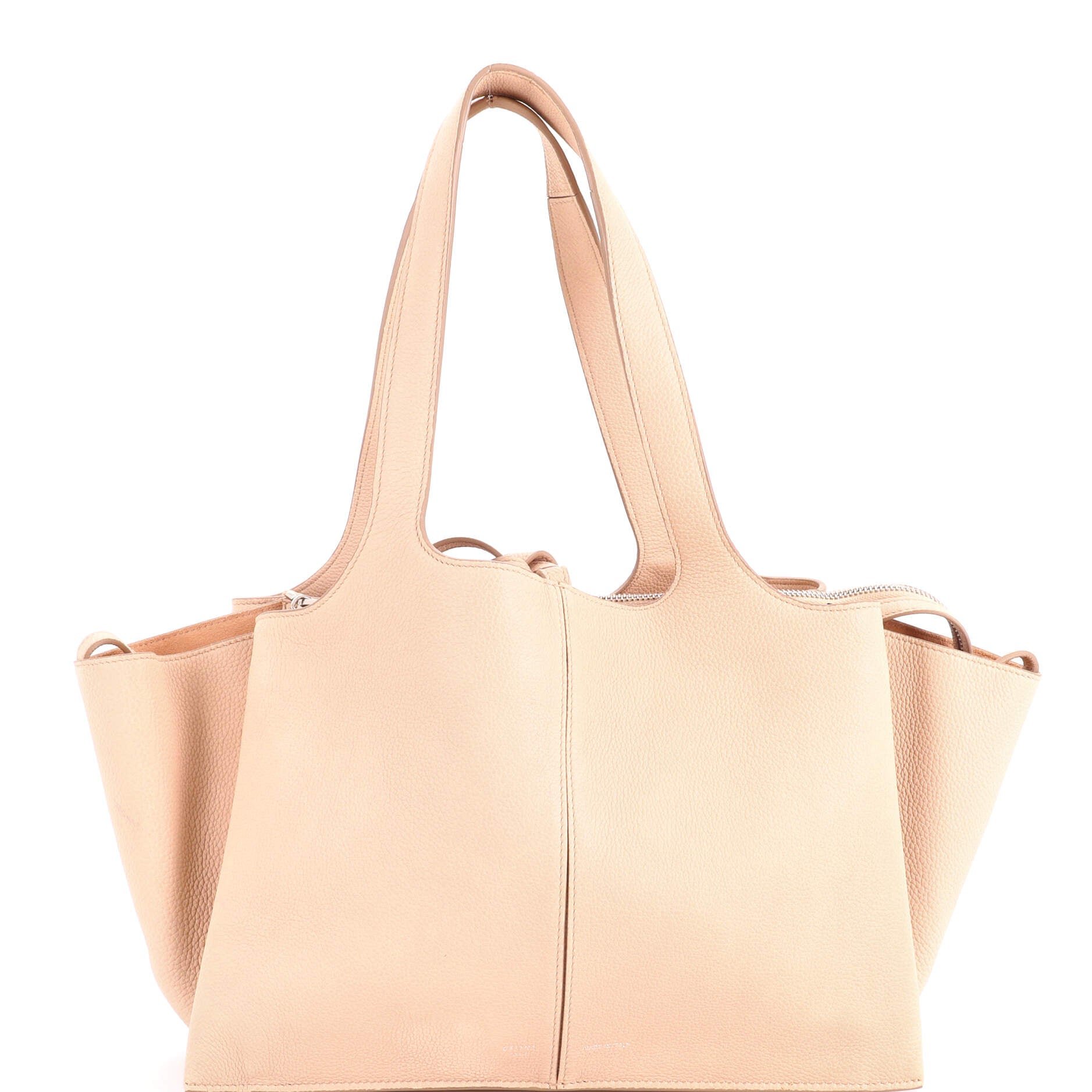 Tri-Fold Shoulder Bag Grained Calfskin Small
