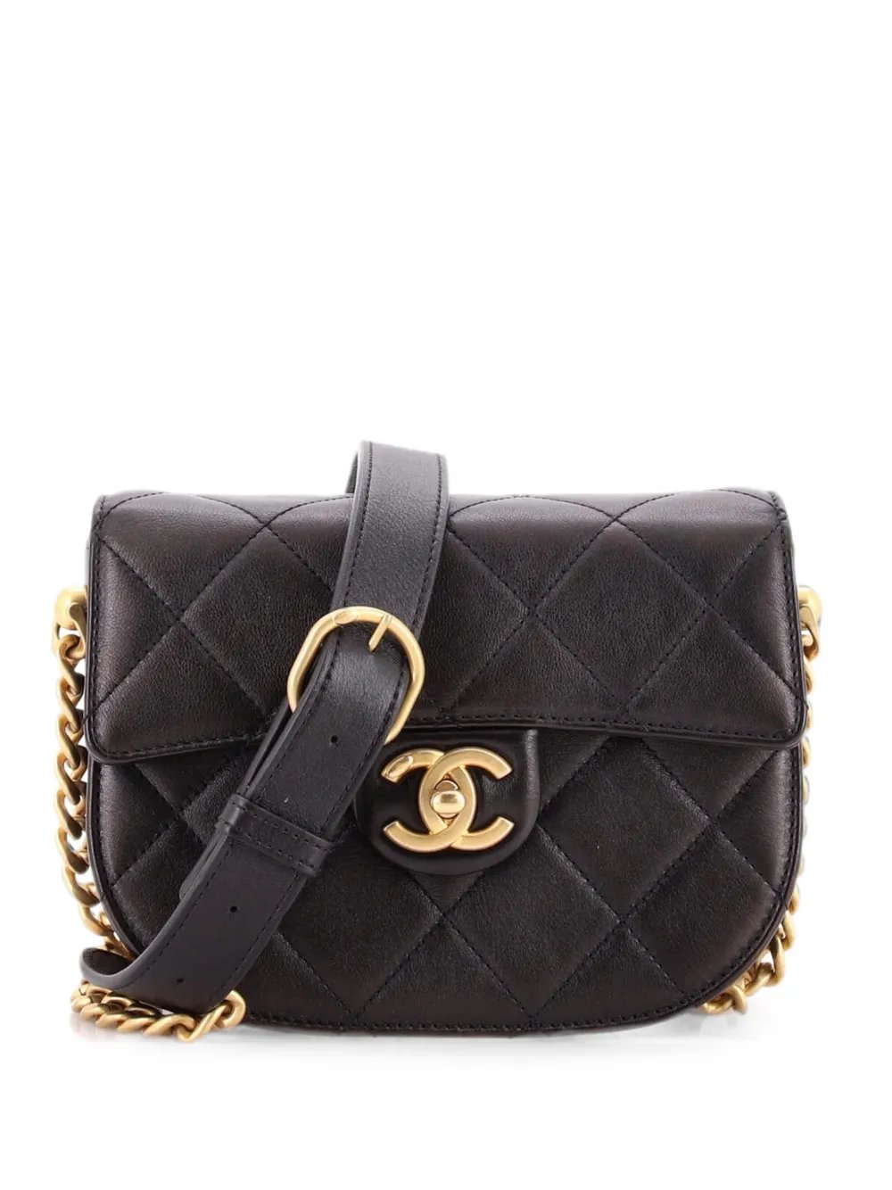 Moon Flap Messenger Bag Quilted Calfskin Mini crossbody bag