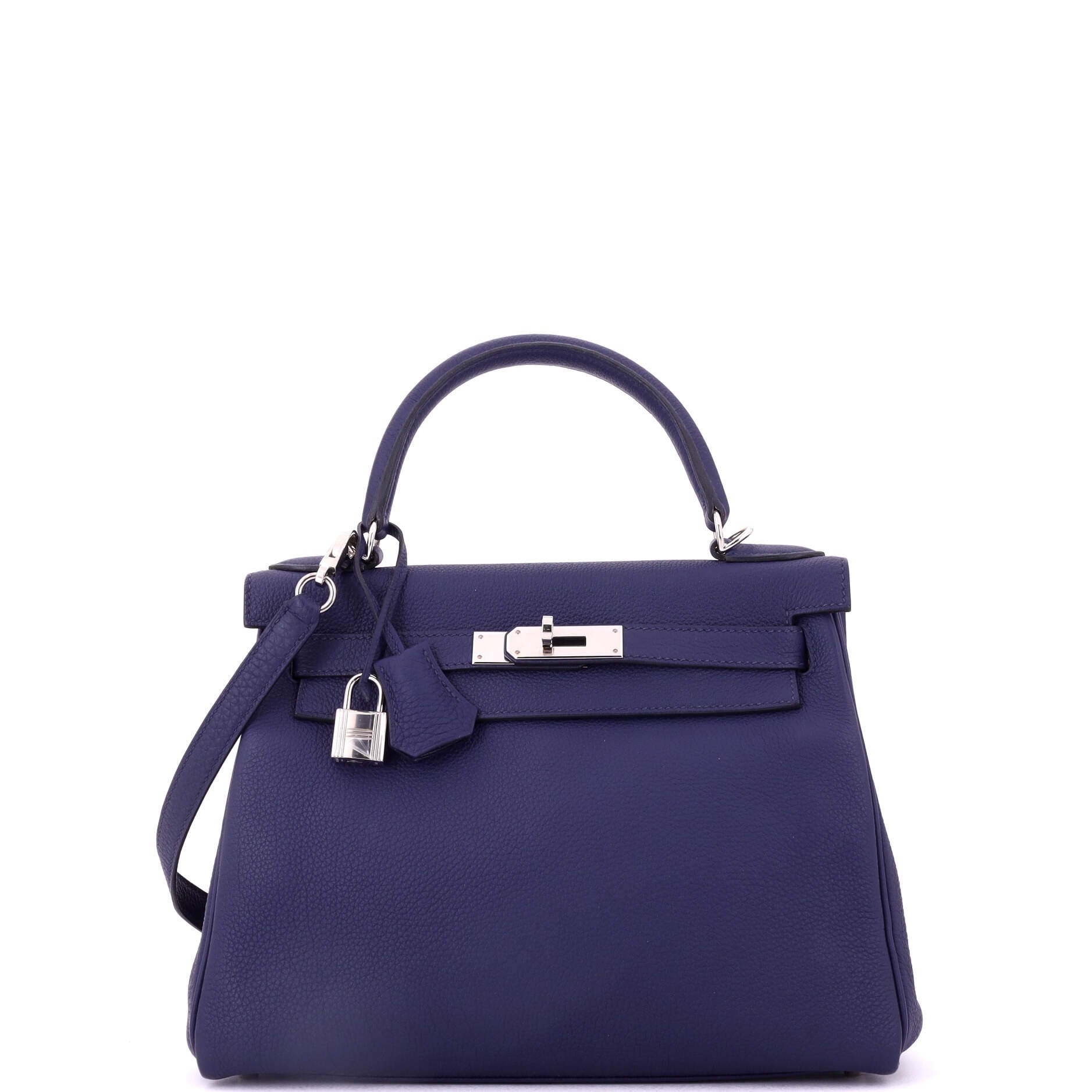 Hermes Kelly Handbag Bleu Encre Togo with Palladium Hardware 28
